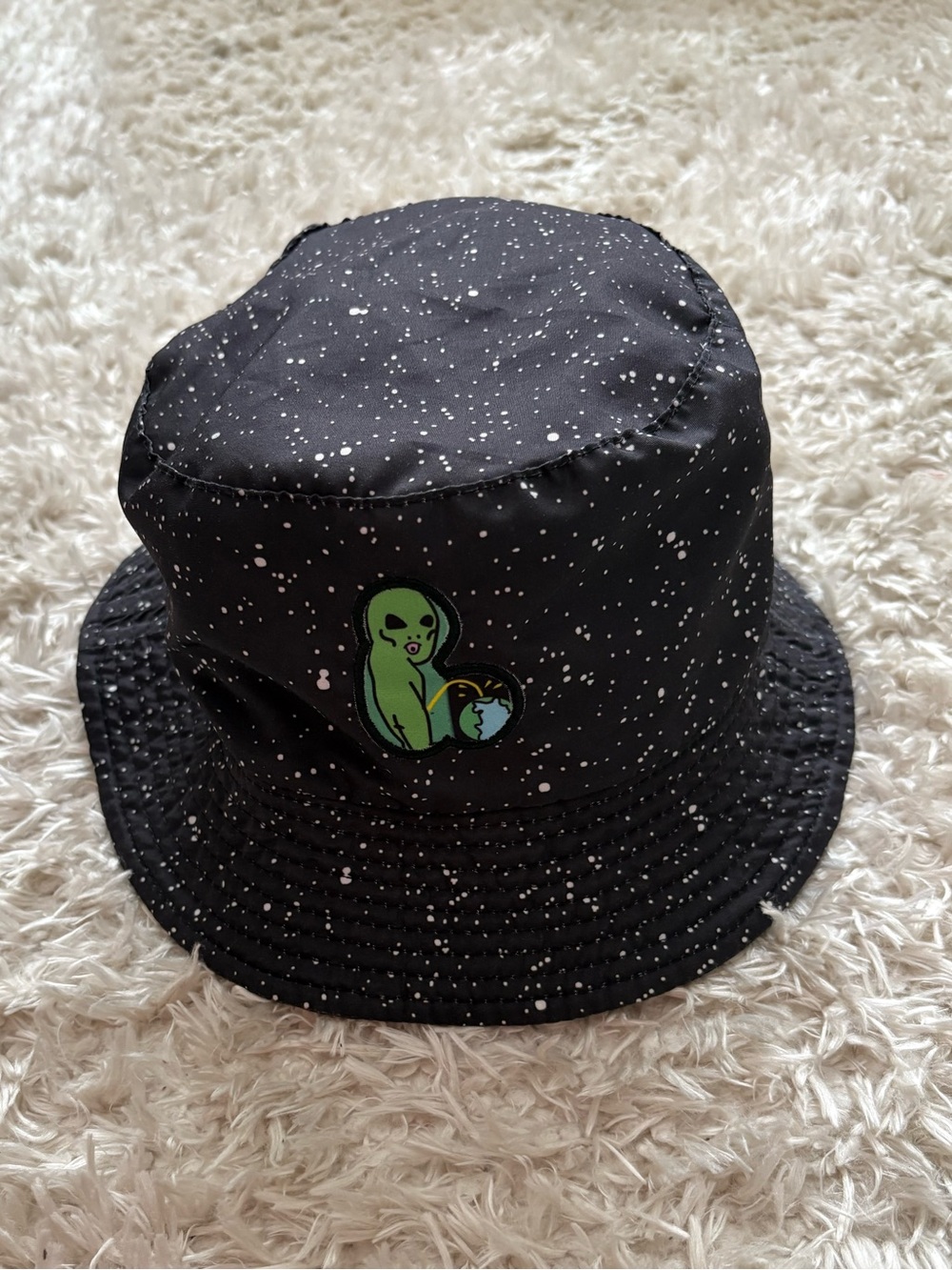 Rip N Dip Black Galaxy Space Stars Alien Print Fun Novelty Bucket Hat Reversible